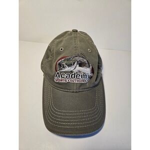 Academy Sports Outdoors Fishing Bass Hat Olive Green Adjustable Strapback Cap
